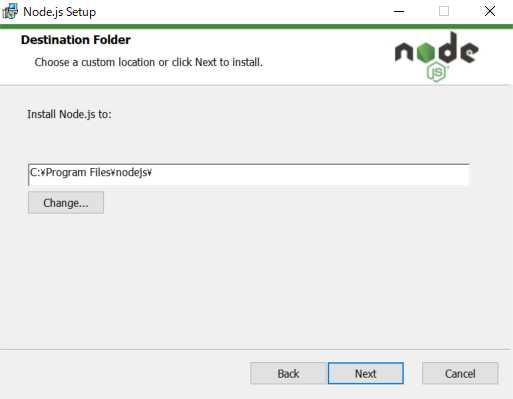 Node.jsのインストール場所指定