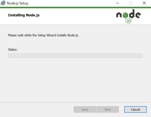 Node.jsのインストール中画面